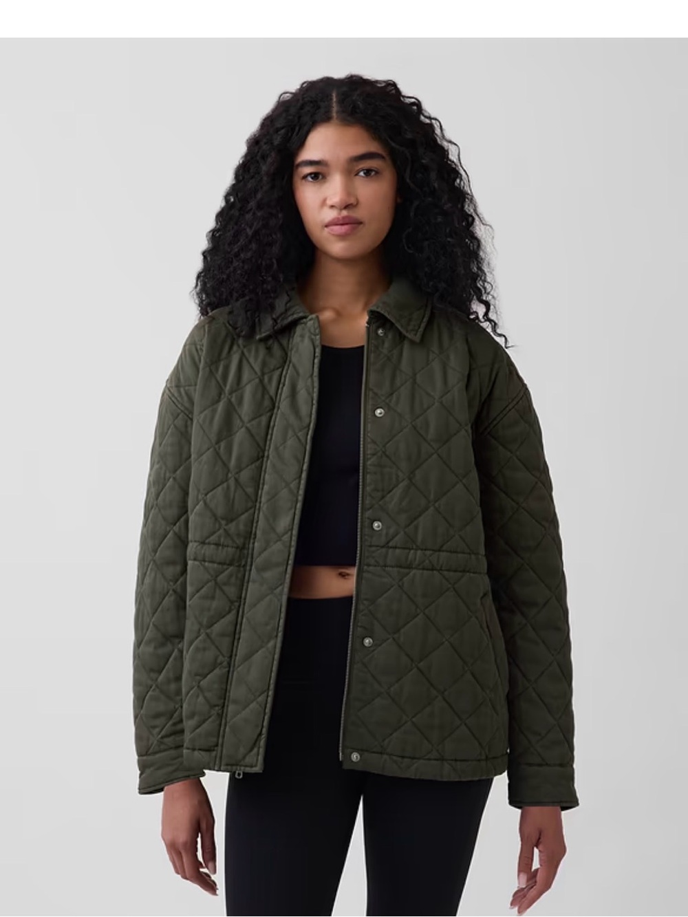 GAP Quilted Utility Jacket - Olive Green